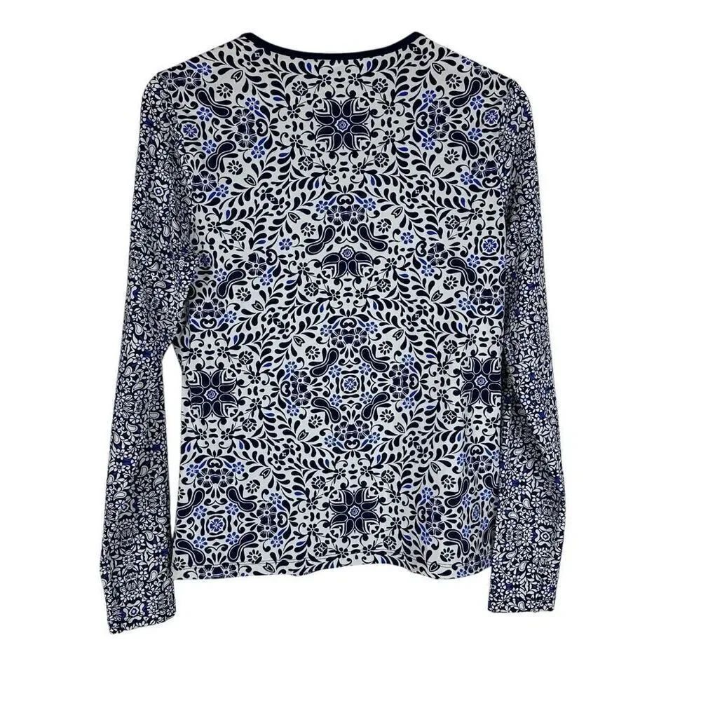 Lands' End Long Sleeve Swim Rash Guard Deep Sea Mixed Medallion size Small - Picture 2 of 7